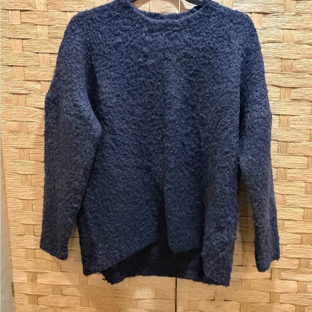 J. Crew Dark Blue Navy Crew Neck Wool Alpaca Blend Sweater Size Small
